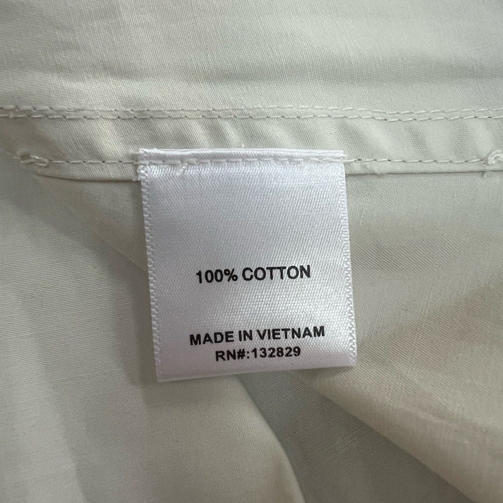 EAVES Aven Cotton Button Down Short Sleeve Shirt in Chalk Off White, size XL - Picture 9 of 11